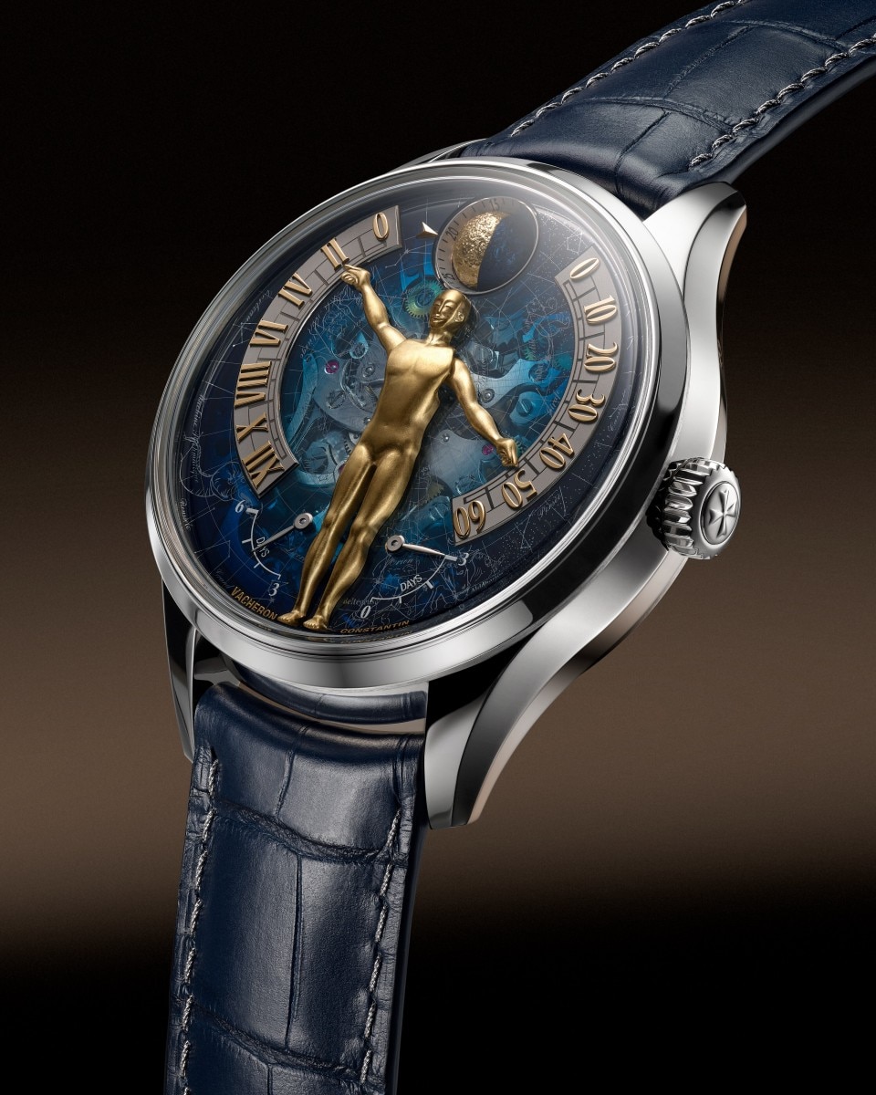 3/4 view - Packshot - Watch - Métiers d'Art Tribute to The Quest of Time - 43 mm White Gold with Alligator leather strap