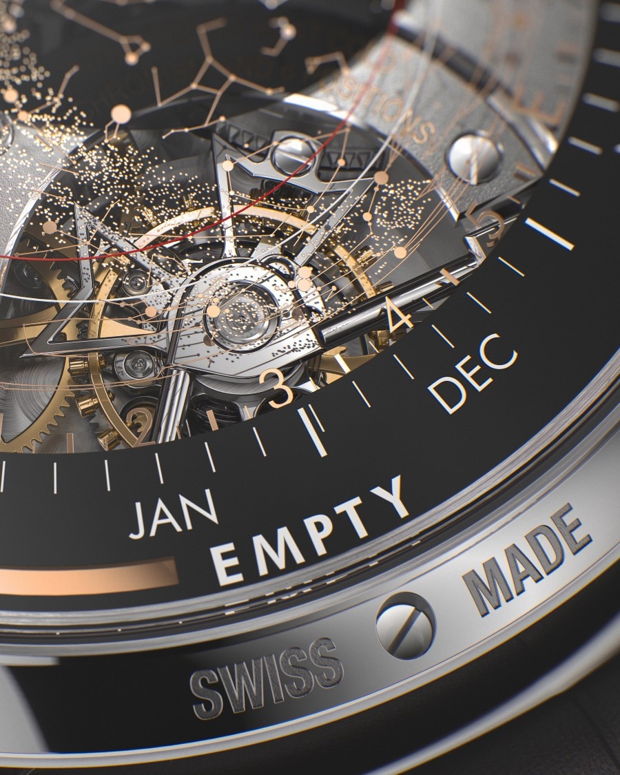 Display of a part of a technically demanding watch