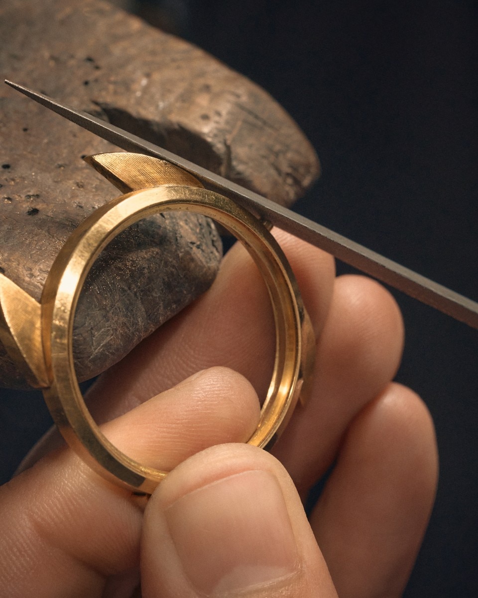 Precision cutting of sensitive parts of a gold watch